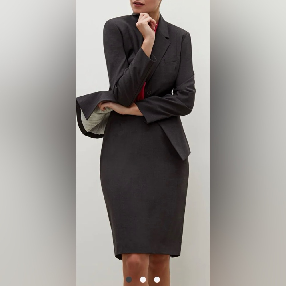 MM Lafleur Cobble Hill 4.0 Wool Gray Melenge Pencil Skirt